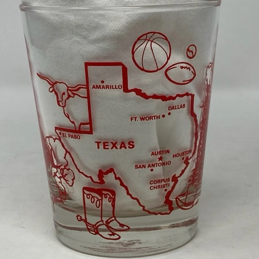 Retro Novelty Texas Cowboy Rodeo Oversized Texas Jigger Glass Barware‎ Western